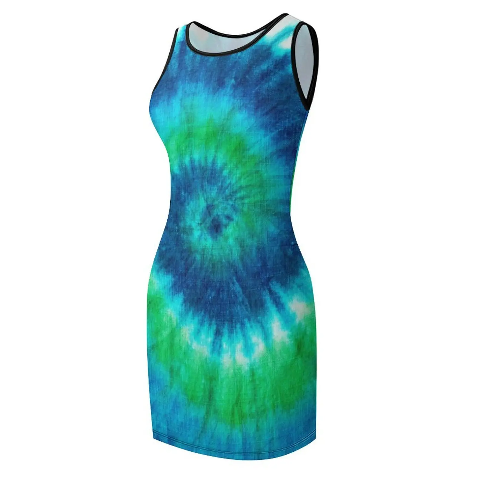Cópia de cópia de tie dye t camisa-vestido sem mangas vestido de dama de honra mulher roupas estéticas