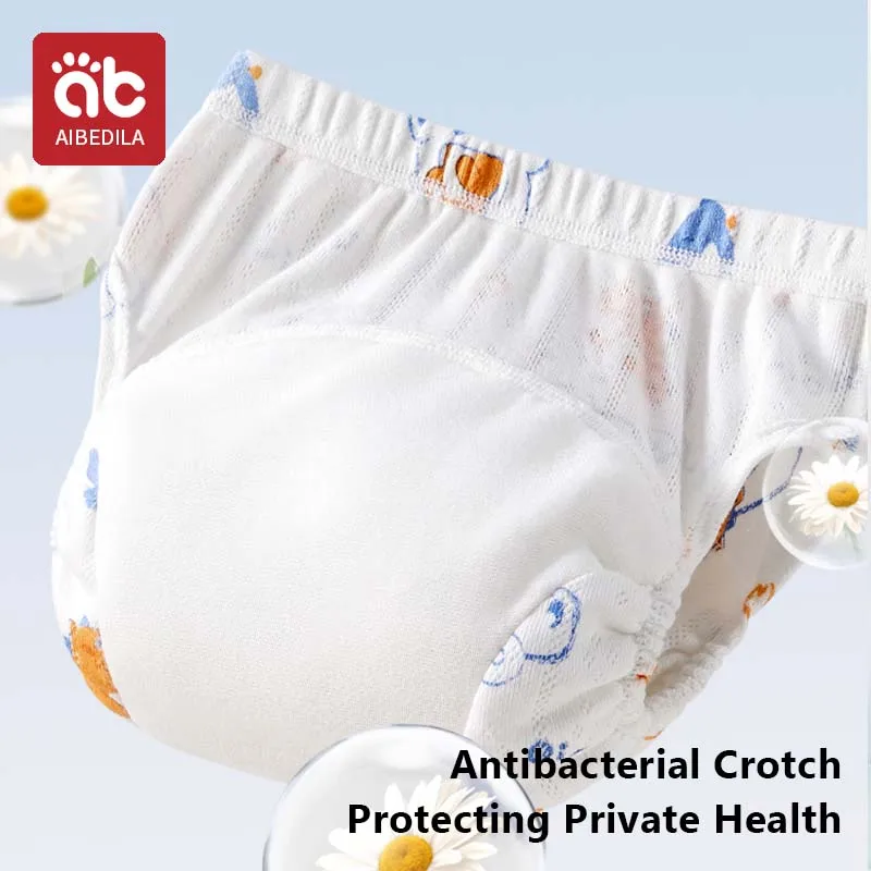 AIBEDILA, 4 Uds., pantalones de entrenamiento lavables para orinal de bebé, bragas de entrenamiento de inodoro reutilizables, pañales reutilizables, ropa interior cambiante, calzoncillos