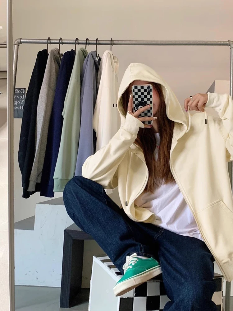 

Spring 2025 New Design Hat Sweatirt Women's ular Cardigan Outerwear American Sle Ladies Loose Fit Long Sve Zipper