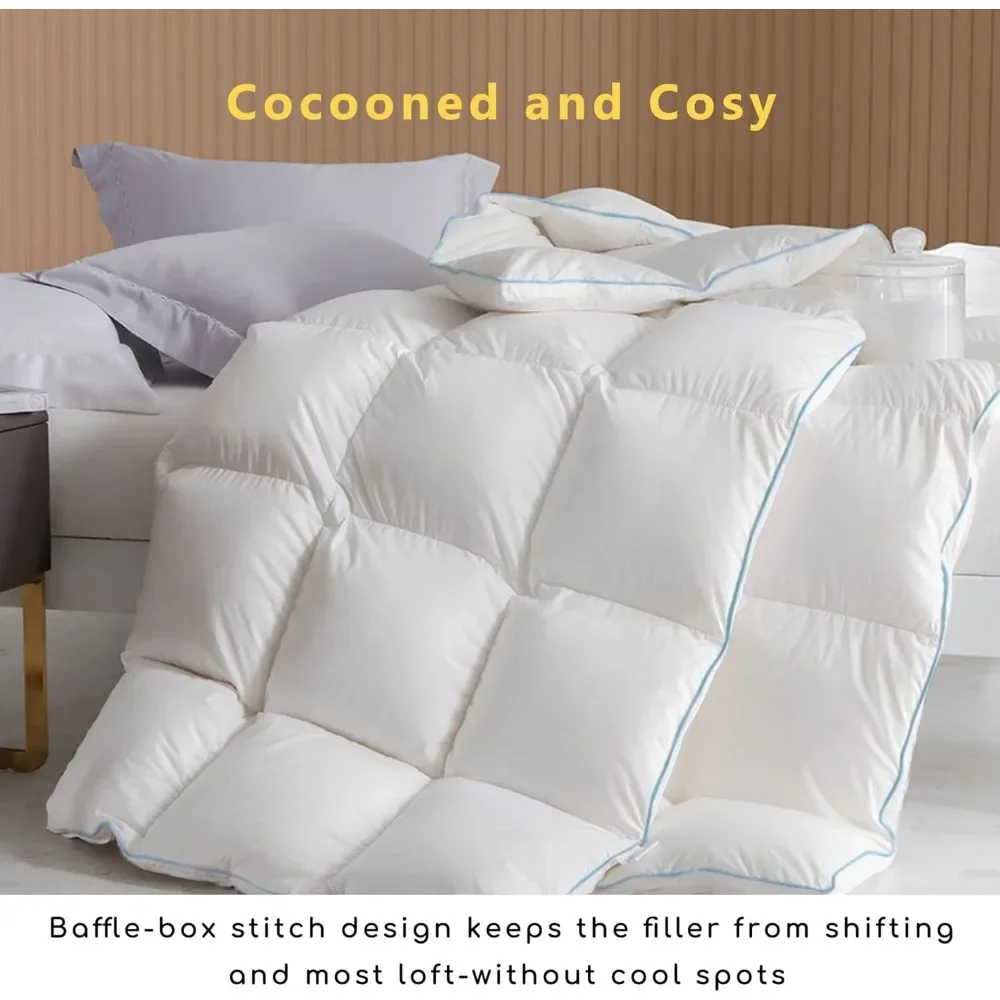 Luxury All Season Down Comforter, Down Comforter, Super Soft 850 Filling Power, Fluffy and Moderately Warm