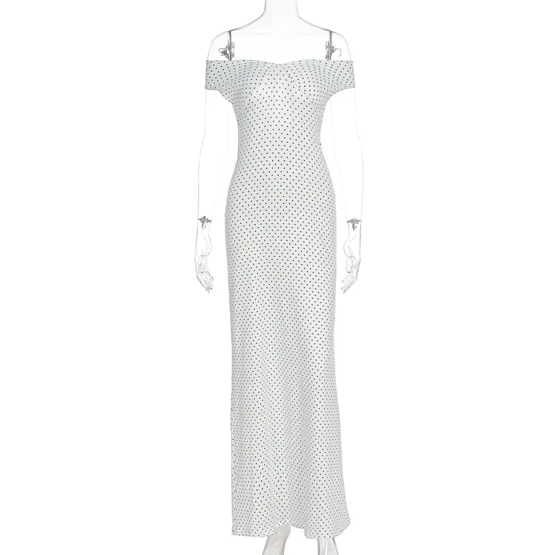 Tornova Sexy dos nu à pois robe femmes sans manches moulante longue robe 2025 automne nouvelle mode femme vacances fête vêtements