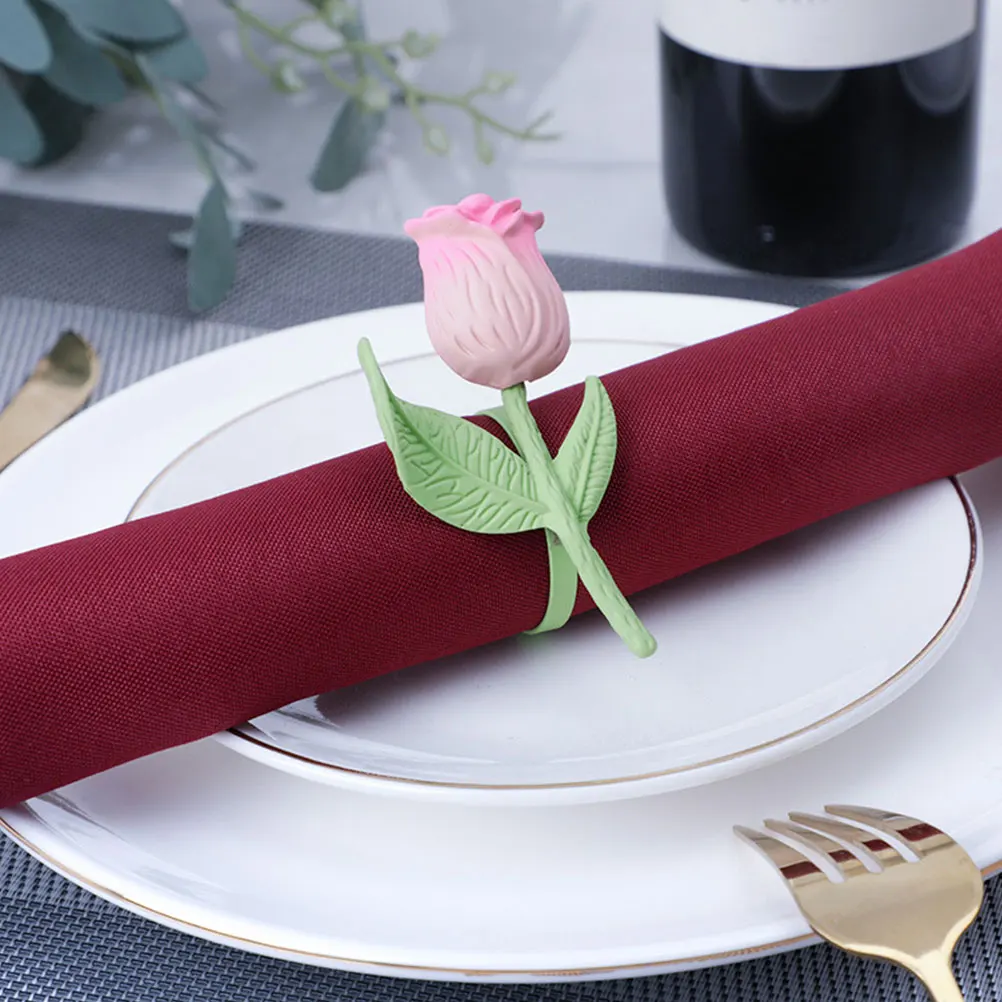 

2 Pcs Rose Rings Delicate Color Table Decor Alloy Safe Material Craftsmanship Easy Use Formal Occasions Home Kitchens Family