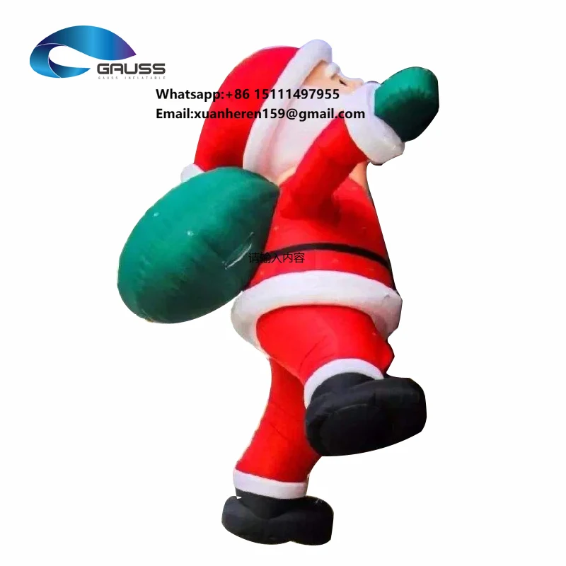 

3-10M Large Inflated Santa Claus Climbing the Wall with White Red Gift Bag Inflatable Advertising Christmas Outdoor Decoration