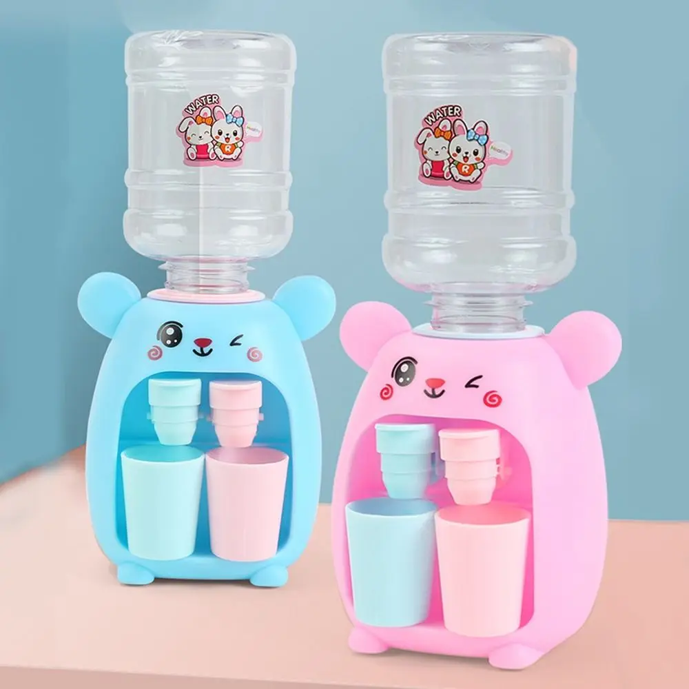 Mini Water Dispenser for Children Kids Gift Cute Cold/Warm Water Juice Milk Drinking Fountain Simulation Cartoon Pig Kitchen Toy