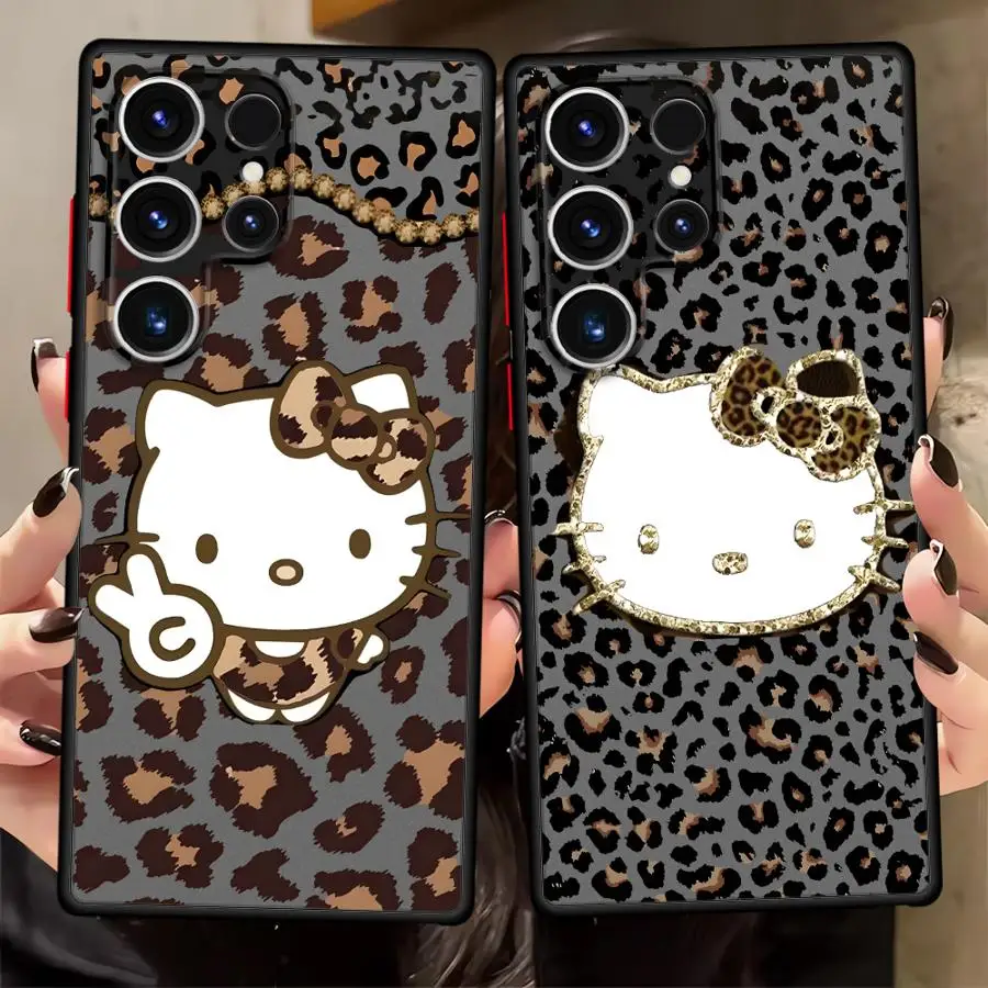 Sanrio Leopard Print Phone Cover Case for Samsung Galaxy Note 20 Ultra 10 S25 Ultra S21 S22 S26 S24 Plus S23 FE S20