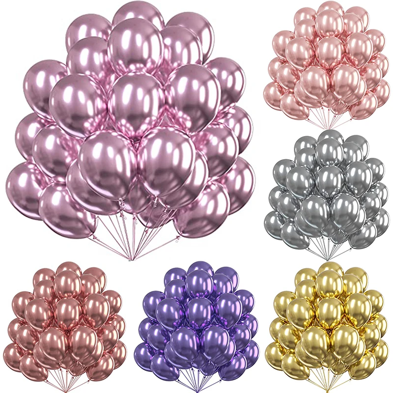 12 بوصة روزيغولد الفضة النثار المعادن اللاتكس بالونات لحفلة عيد ميلاد الديكور الزفاف ديكور استحمام الطفل Globos #1