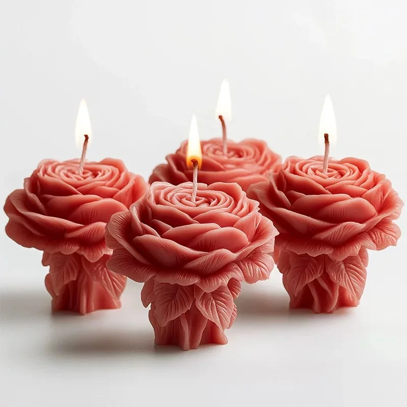

DIY Handmade 3D Flower Heart Aromatherapy Candle Mold Soap Making Plaster Ornament Drip Design for Creative Home Crafts