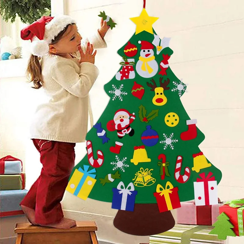 Snow Christmas Tree DIY Man Felt Toys Busy Board Home Door Wall Ornament Christmas Decorations Gifts Baby Montessori Toy