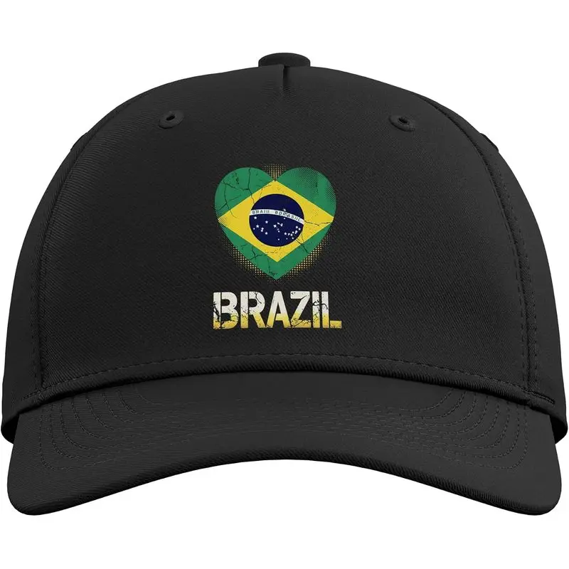 Brazil Heart Tee Brazilian Retro Vintage Distressed Outfit Adjustable Baseball Hat