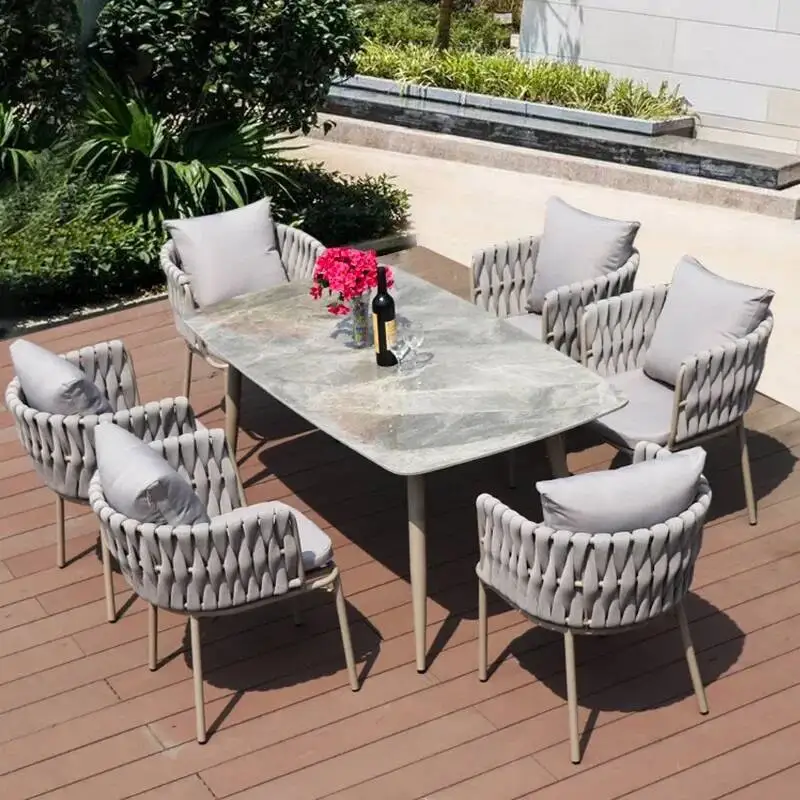 

Balcony Luxury Outdoor Tables Rattan Chair Courtyard Nordic Outdoor Tables Lounge Grey Aire Acondicionado Cuarto Home Furniture