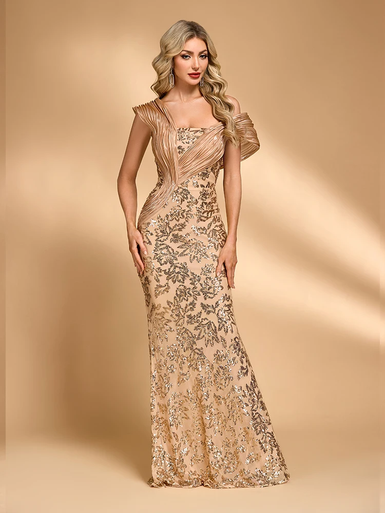 BLUEPLUM Eleganti paillettes Splicing Abiti da sera formali Sirena Prom Abiti da cocktail per feste di nozze di lusso