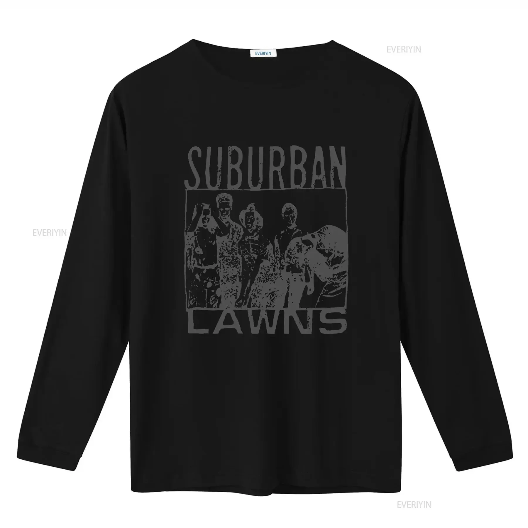 تي شيرت أبيض بتصميم عتيق للمروج الضواحية تي شيرت عتيق مغسول قليلاً ملابس غير رسمية للجنسين للارتداء اليومي أوم