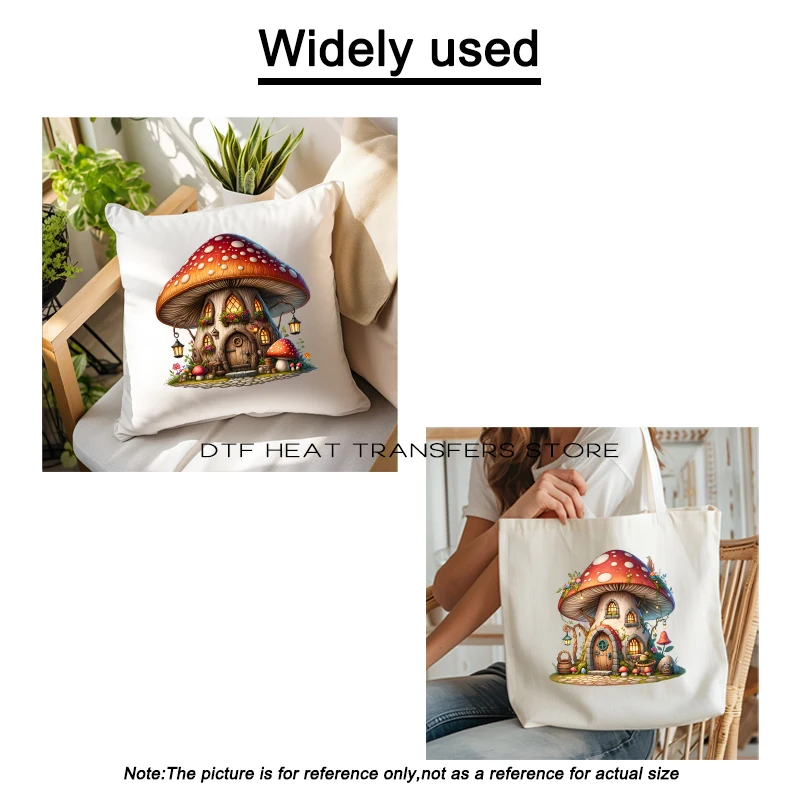 Dream Fairy Tale Castle Mushroom House Iron On Patch Heat Transfer On Clothes DTF Iron on transfer Heat Transfer On Clothes