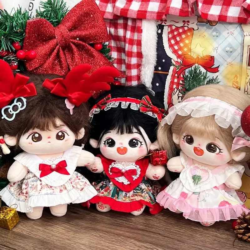 Pakaian bayi 20cm, gaun Natal, gaun boneka, boneka katun, boneka humanoid, hadiah anak perempuan