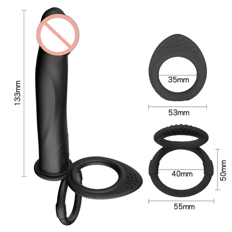 Double Penetration Anal Plug Vibrator Strap On Dildo Cock Ring Vagina Stimulator Penis Massager Adult Sex Toys For Couples