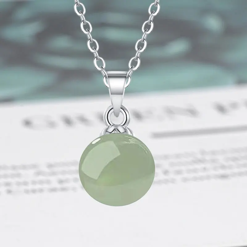 Halskette aus 925er-Sterlingsilber für Damen, natürlicher Achatstein, Hotan-Jade, Hochzeitsschmuck, Verlobungsanhänger, Party-Geschenk, fein – Detail 7