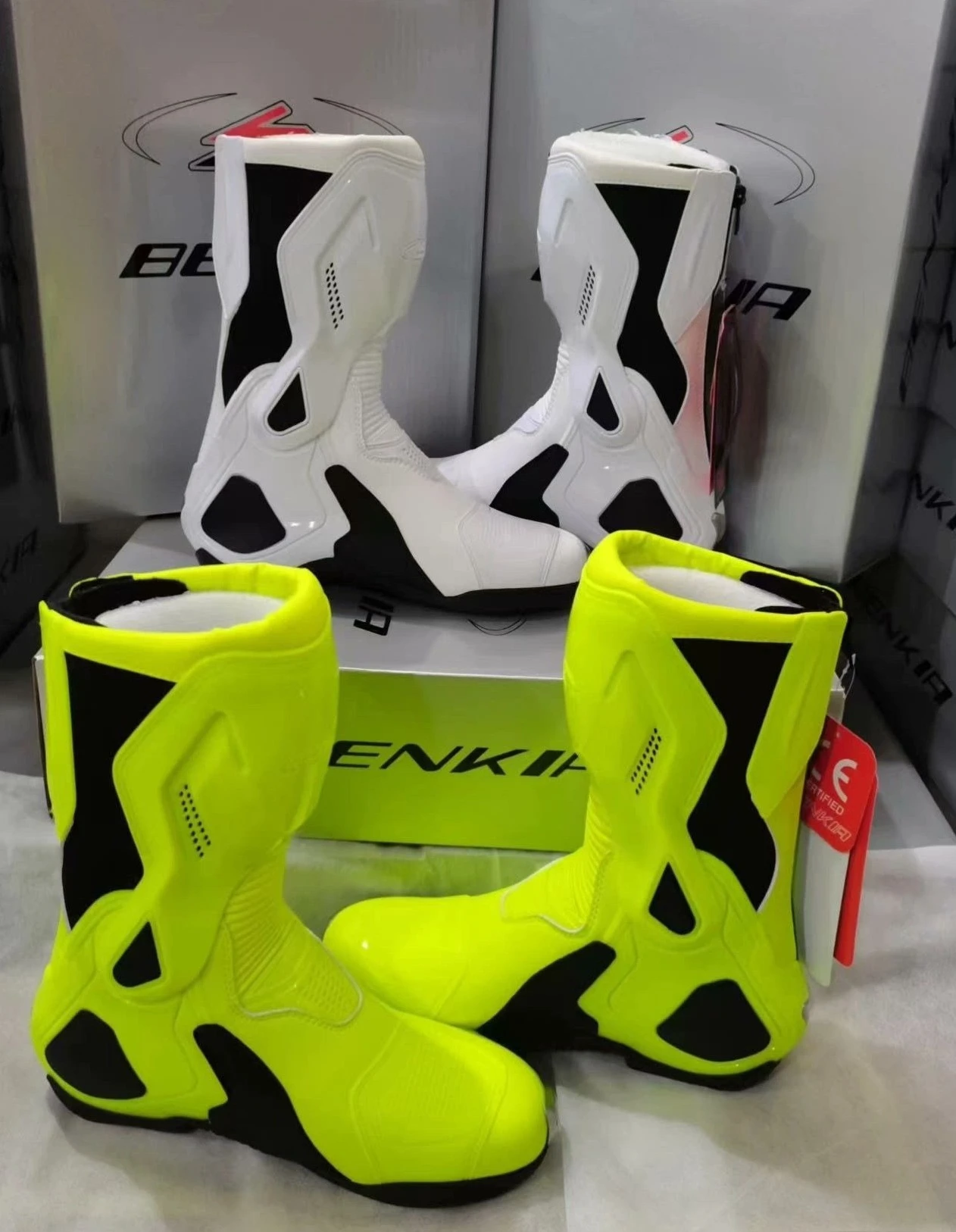 BENKIA Motorcycle Boots CE Certification Professional Track Riding Boots Racing Summer Zapato AntiCollision Off-Road Shoes