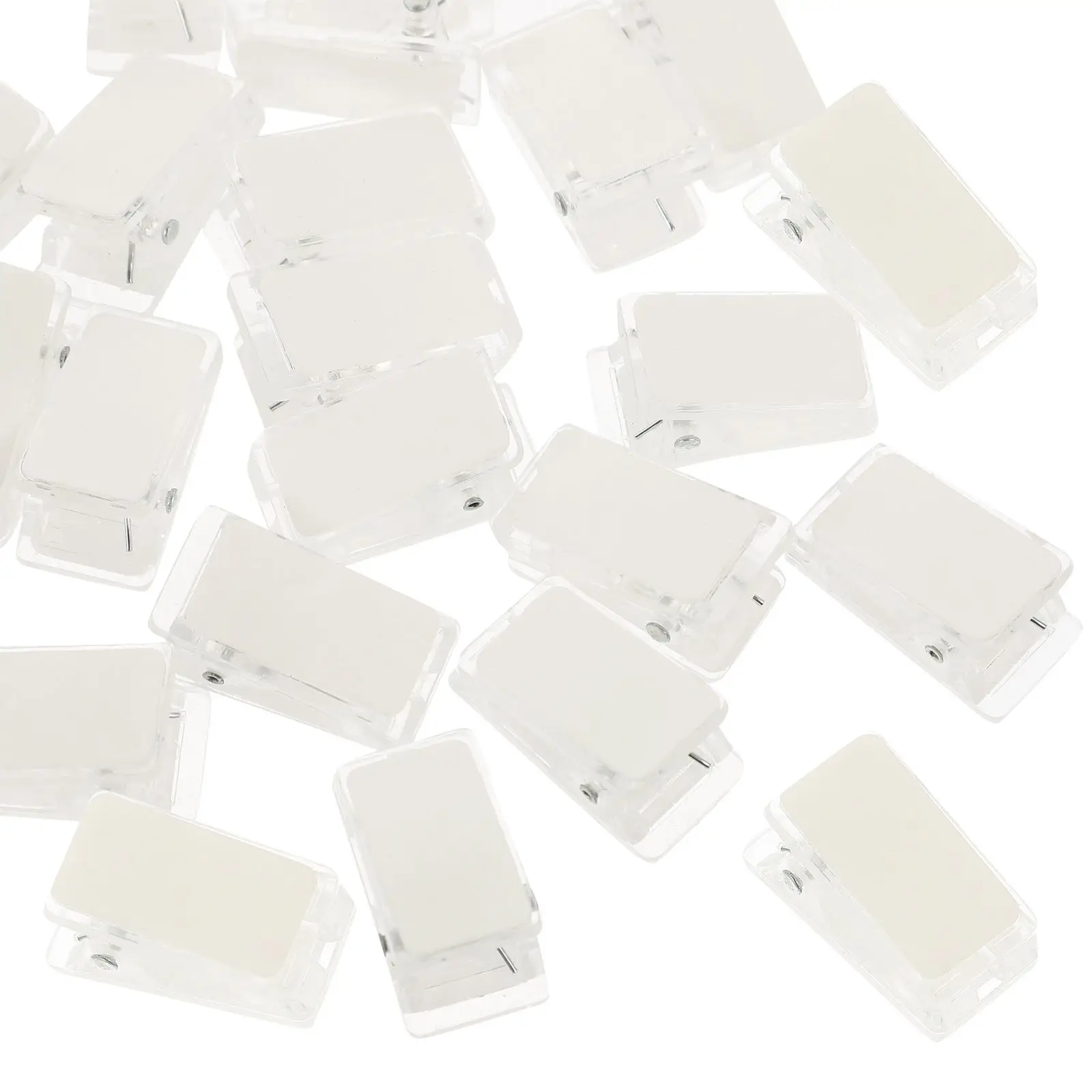 30 Pcs ID Holder Transparent Spring Clip Badge Clamp Attachment Clips Small Shower Curtain Plastic Iron