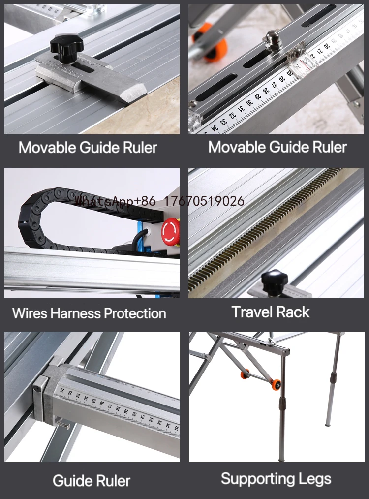 For QXZ-1000 Electric Tile Cutting Machine High Precision 1000mm Ceramic Stone Cutter Portable 220V Copper Wired Motor CE