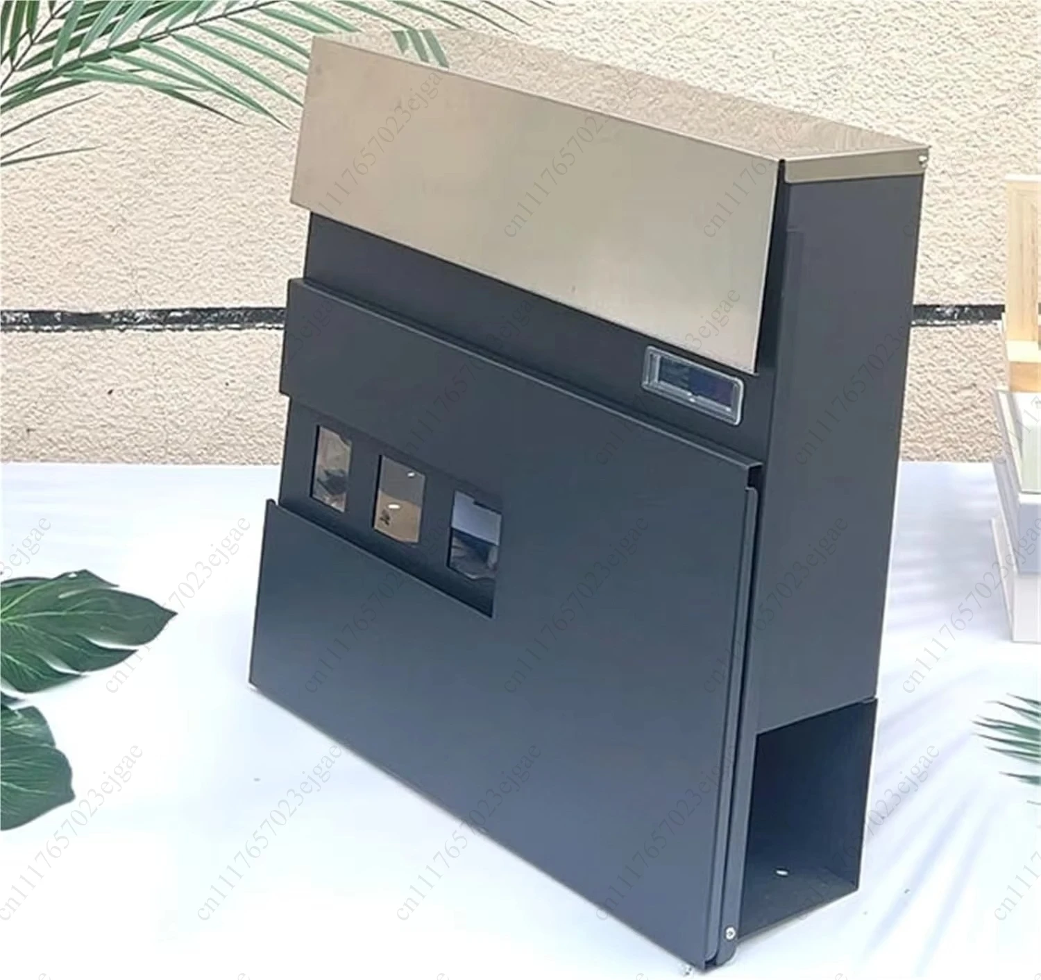 Modern wall-mounted large metal mailbox with rust-proof and waterproof design, suitable for outdoor use by postal services