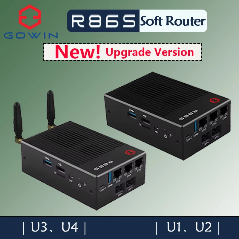 

R86S U1 U2 U3 U4 U Series Black Mini Soft Router N6005 / N5105 Multi Fiber Port 2.5G 10G GW PC Host 8GB/16GB/32GB