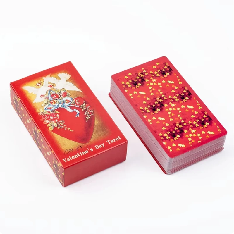 Valentinstag-Tarot-Deck, 10,3 x 6 cm, Vintage-Liebesillustrationen, 78 Stück Karten basierend auf Rider Waite System