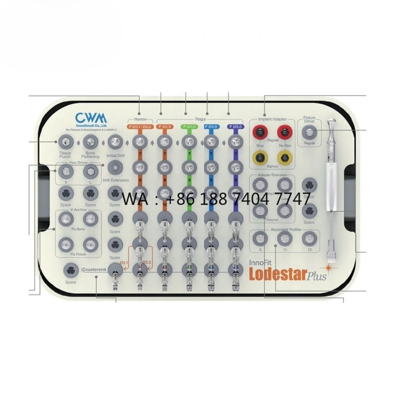 Kit de Implante Dentário Cowell Original Lodestar Plus, Kit de Cirurgia Guiada Fabricado na Coreia, Instrumento Cirúrgico Dental