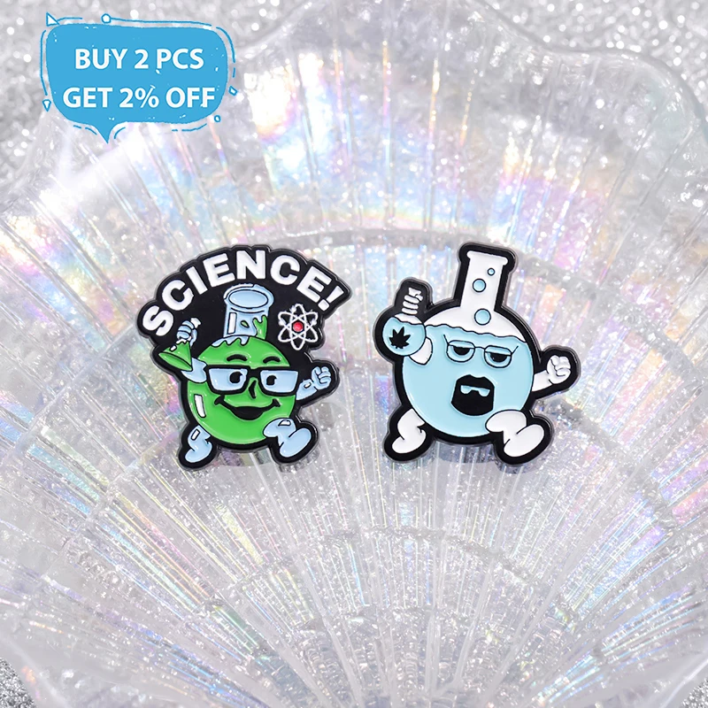 Chemical Reactions Enamel Pins Custom Scientific Experiments Brooches Lapel Badges Funny Jewelry Gift for Friends