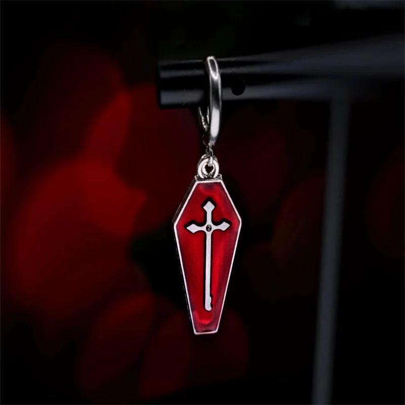 أقراط على شكل نعش قوطي، صليب مصاص دماء، إيمو، بديل، قوطي، قهوة، أقراط نسائية، أقراط رجالية، مجوهرات فاسق