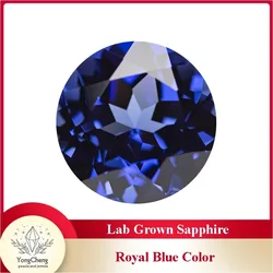 Lab Grown Sapphire Round Cut Royal Blue Color Top Quality Gemstones for DIY Jewelry Pendant Making Selectable AGL Certificate