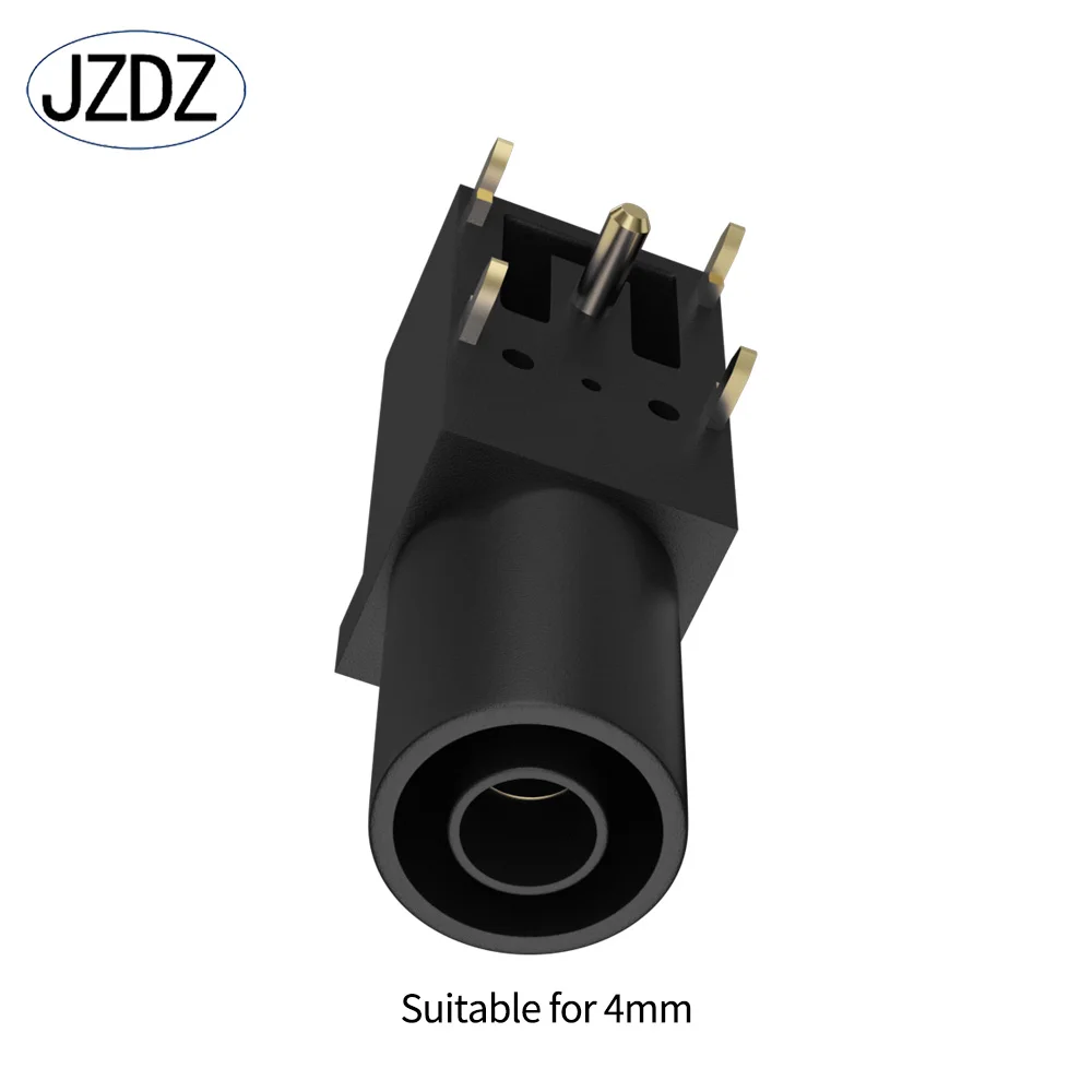 JZDZ Banana Socket Pure Copper Gold Plated 4MM 90 Degree PCB Panel Safety PA Molded Case High Current 24A 1000V J.40016