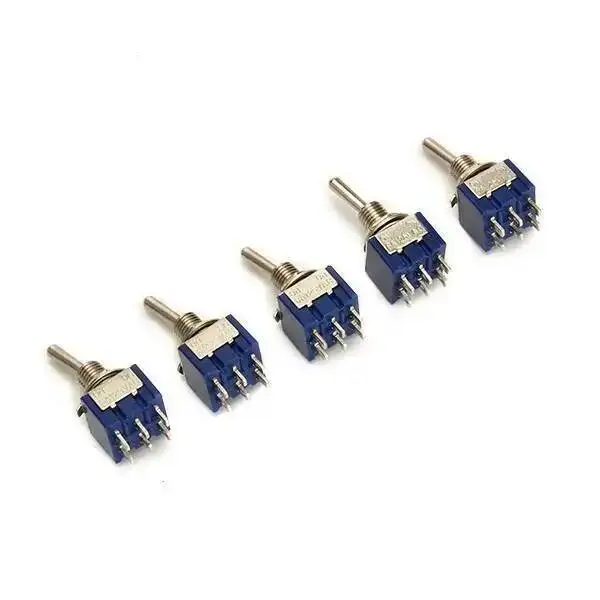 10pcs Toggle Switch 6A 125VAC On On SPDT 6mm Mini Switch DPDT On Off On Waterproof Cap MTS-102 103 MTS-202 203 view 6