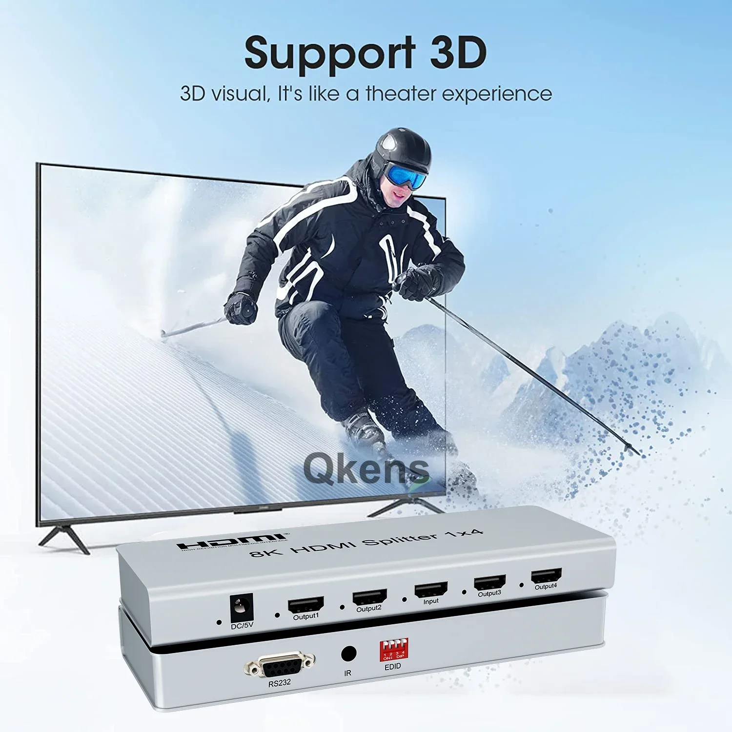 8K60 هرتز HDMI الفاصل 1x4 HDMI2.1 HDR ثلاثية الأبعاد محول الصوت والفيديو 1 في 2 3 4 خارج 4k 120hz 8K 1x2 HDMI الفاصل الكمبيوتر إلى التلفزيون العرض المزدوج