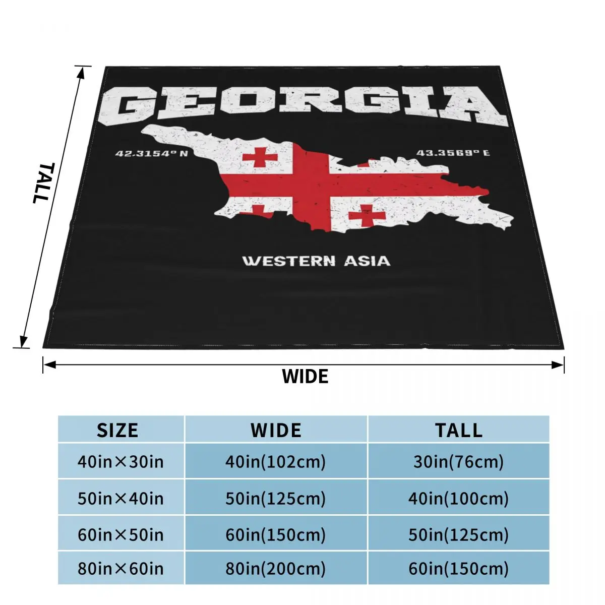 Georgian Map, Georgia Coordinates, Georgia Localisation 2024 An Ultra-Soft Micro Fleece Blanket