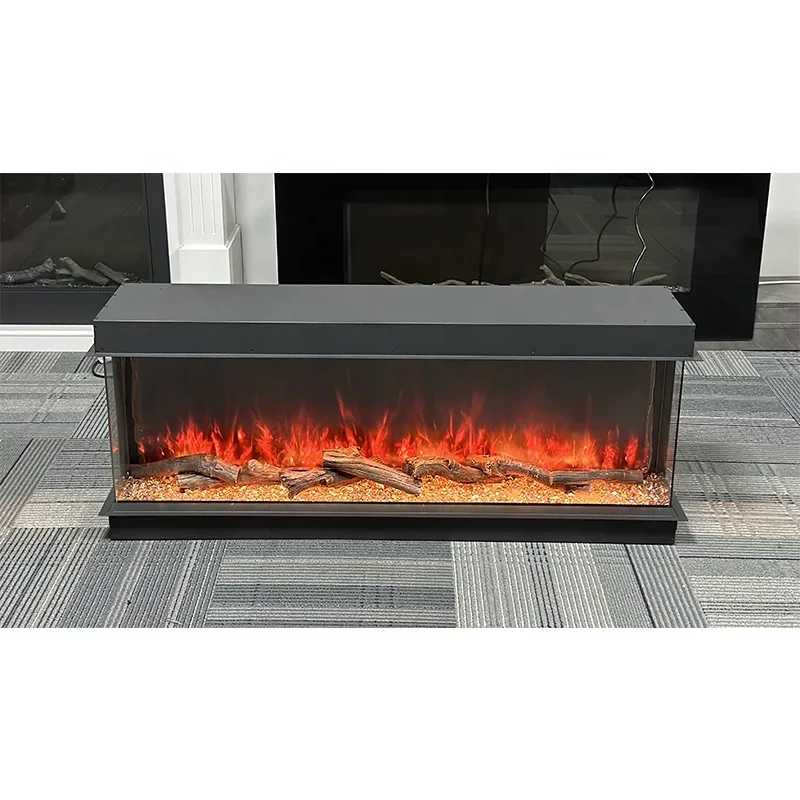 3 Sided Electric Fire Place 15kw Heater Decor LED Flame 7 Colors Electric Fireplace 40 50 60 72 80 90 100 inch