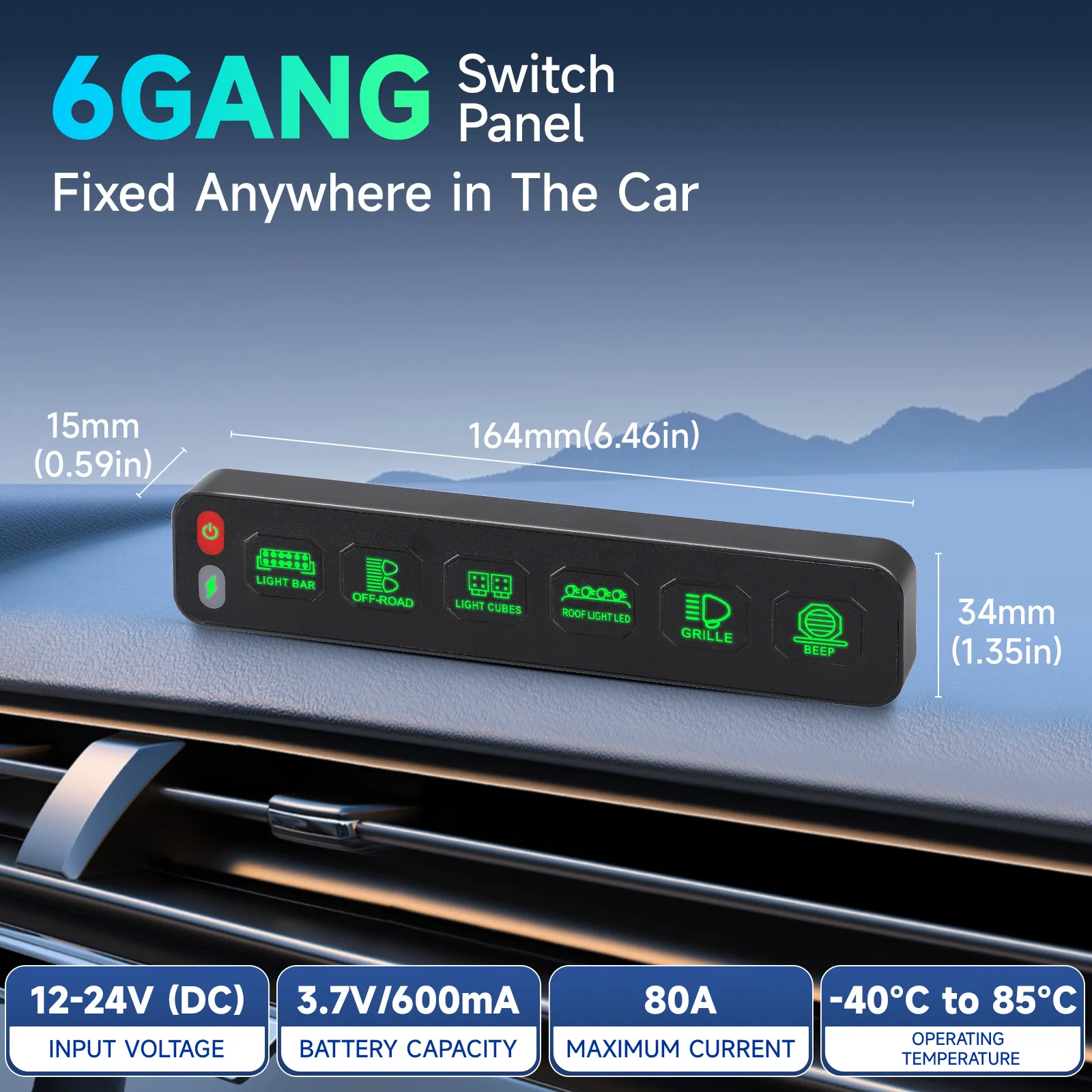 Picture 3: 6 Gang Switch Panel 12-24V Touch Box Universal Individual Strobe Control Switch Wireless RGB Click Flashing For SUV Boat 4x4 Car