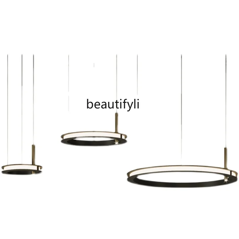 Post-Modern Simple Living Room Circle LED Chandelier Nordic Designer Dining and Study Room Model Room Designer Lamp