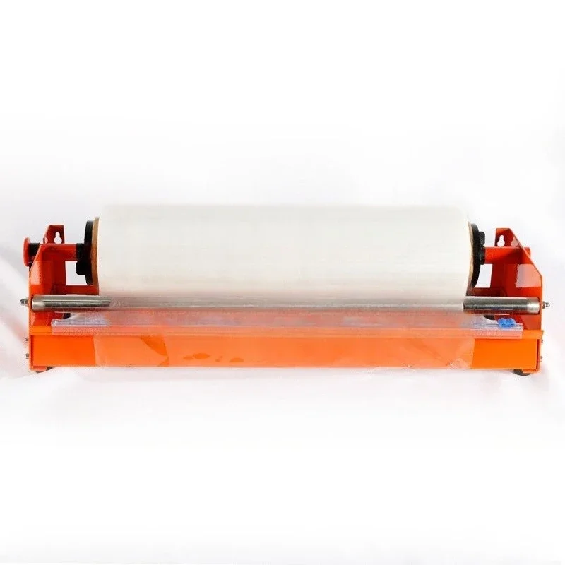 

Orange manual stretch film packaging machine dispenser tool tray packaging equipment