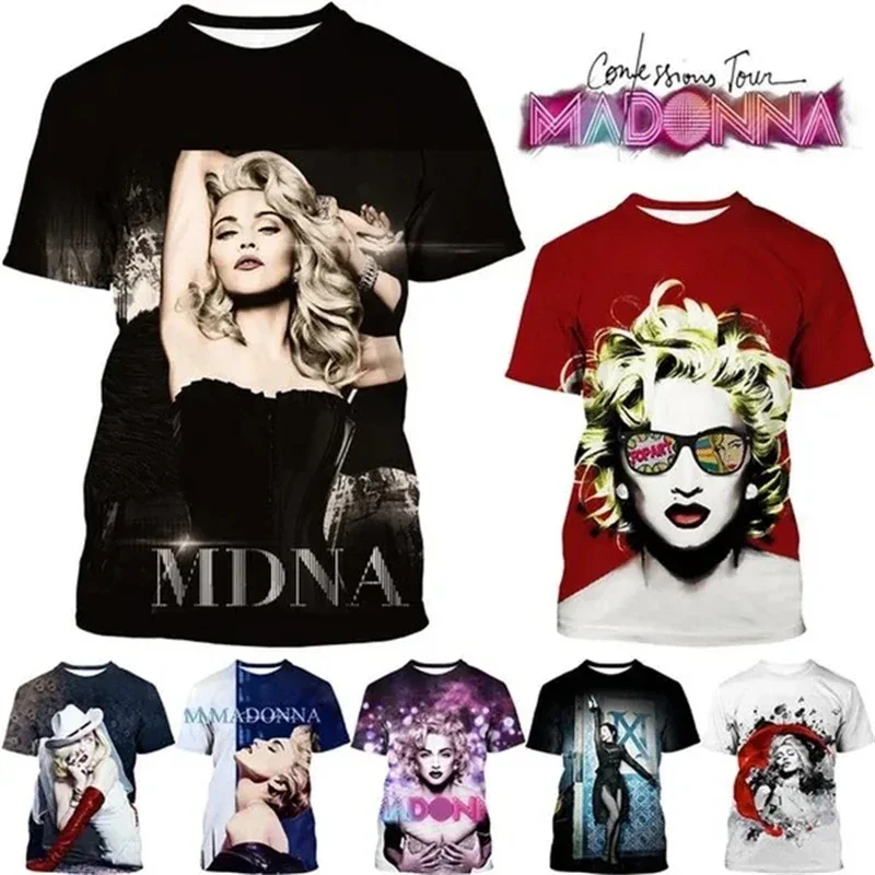 

3D Madonna Pattern Printing T Shirt Casual Fashion Short Sleeve Harajuku Style Tops Trend Personality Streetwear Loose T-shirt