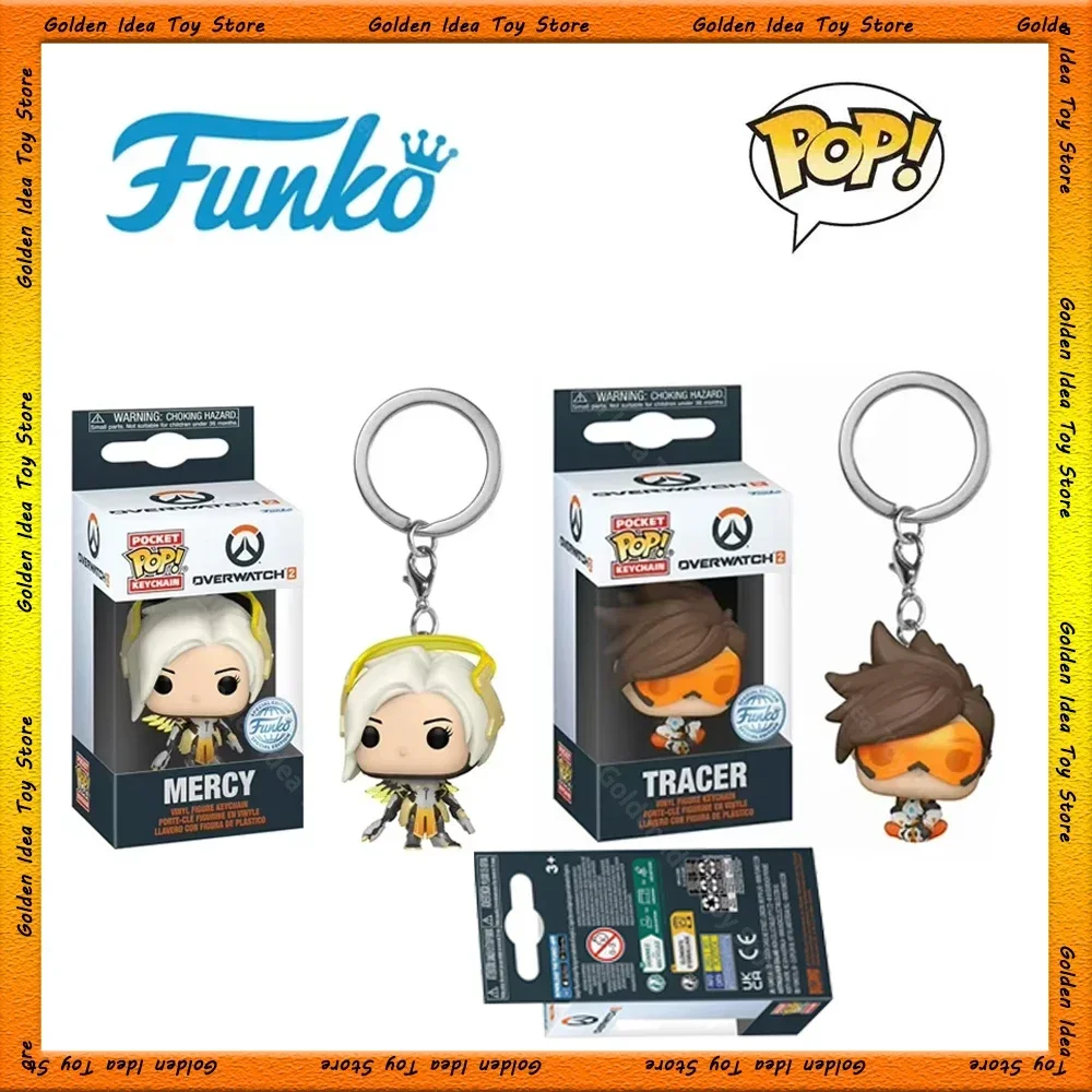 In Stock Original Funko Pop Overwatch 2 Angel figurine Tracer Action Figure Keychain Pendant Collectible Statue Model Toy Gift