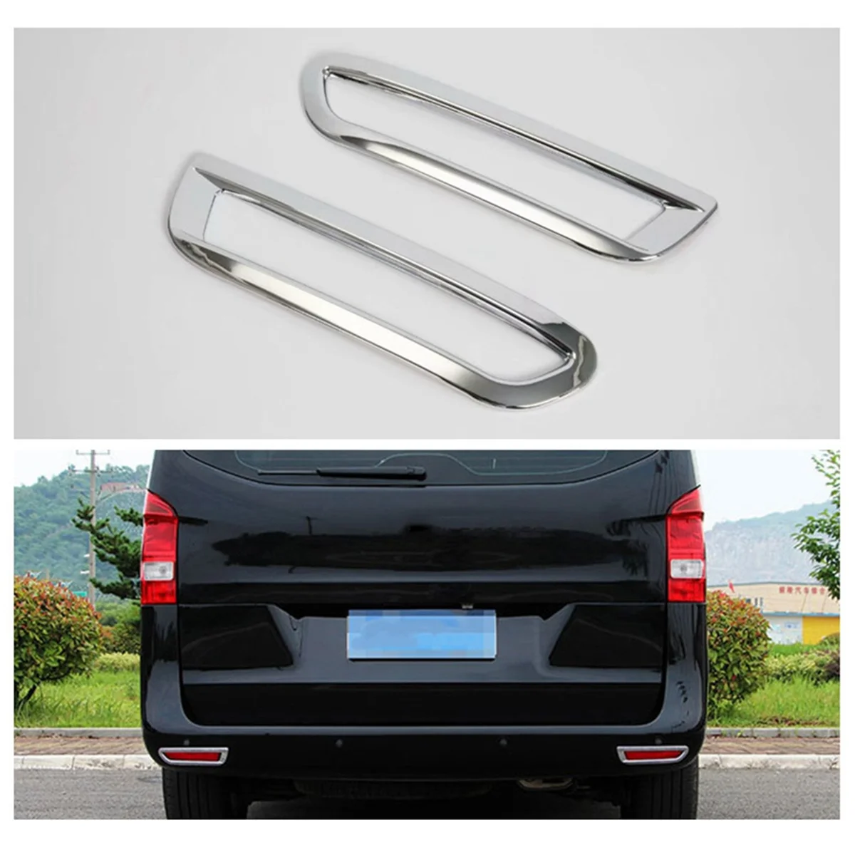 For Mercedes-Benz Vito (W447) V-Class 2017-2020 ABS Chrome Rear Reflector Fog Light Lamp Cover Trim Bezel Frame Styling