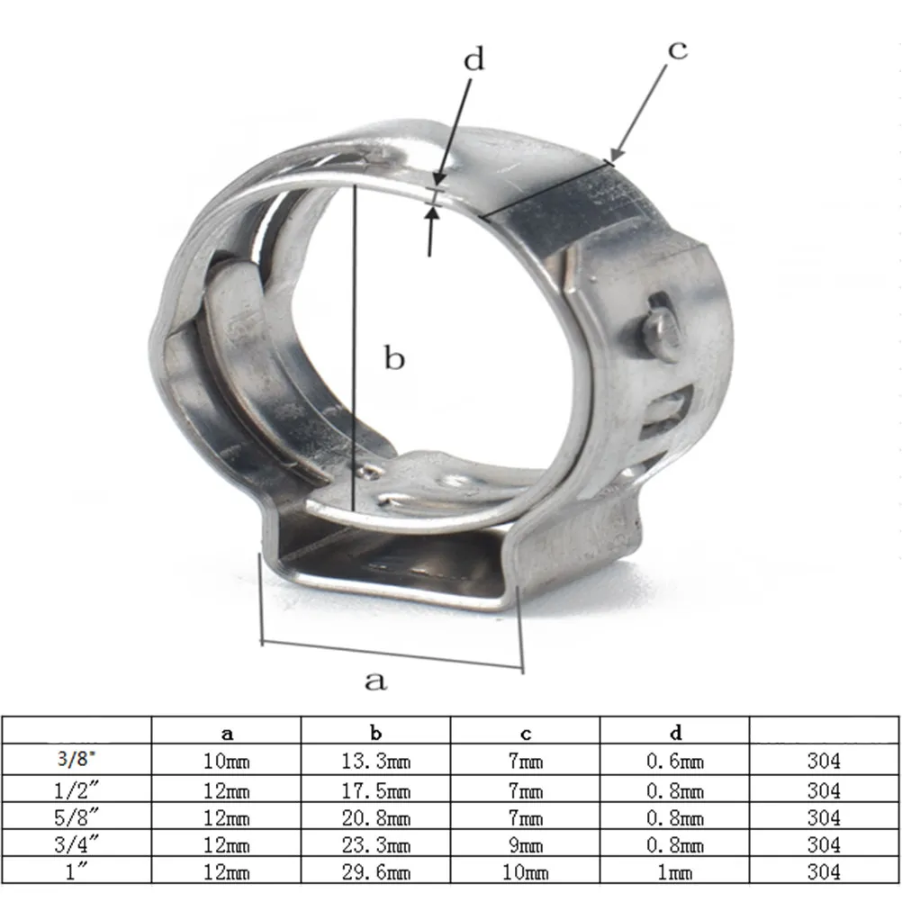 20Pcs Single Ear Hose Clips Stainless Steel Drive Hose Clamps Heavy Duty Pipe Clamps for Water Gas Tubes Industrial Use