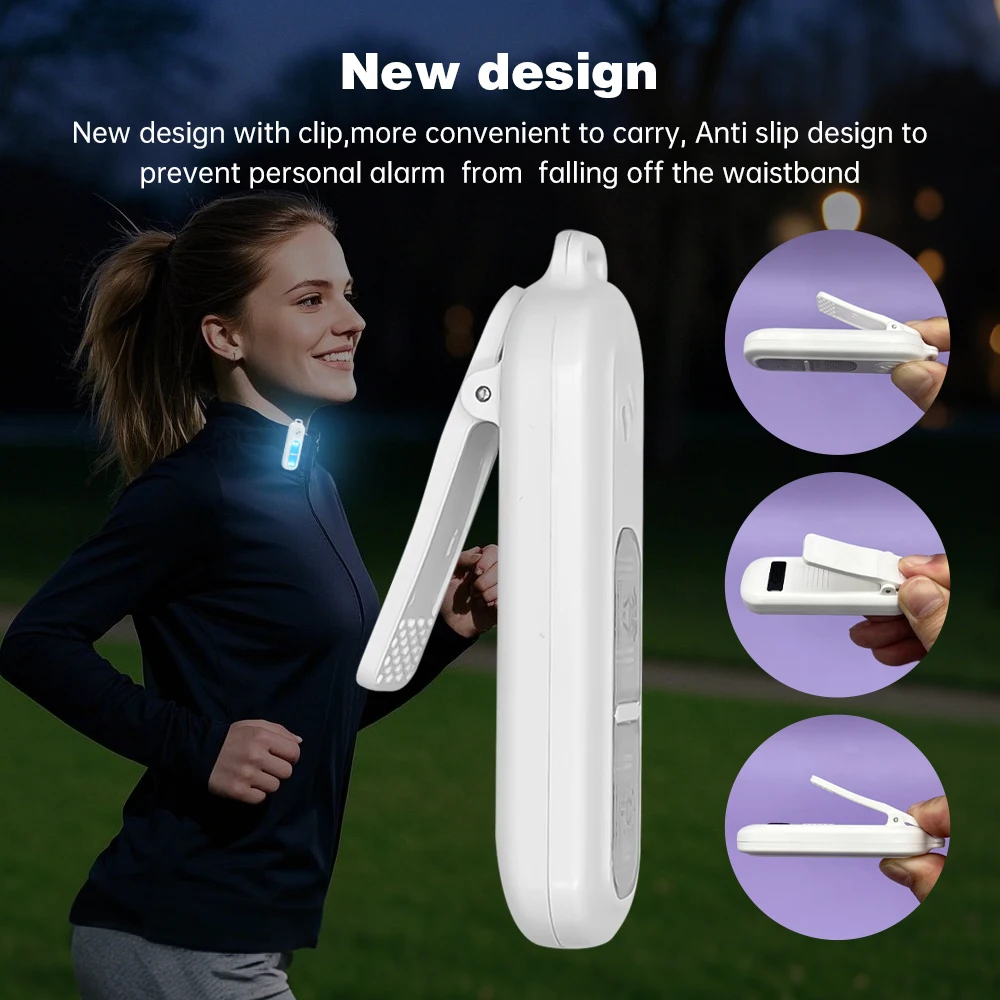 Personal Safety Alarm Keychain 130dB for Women USB Rechargeable Protection Emergency LED Light Alarm for Night Running Outdoor