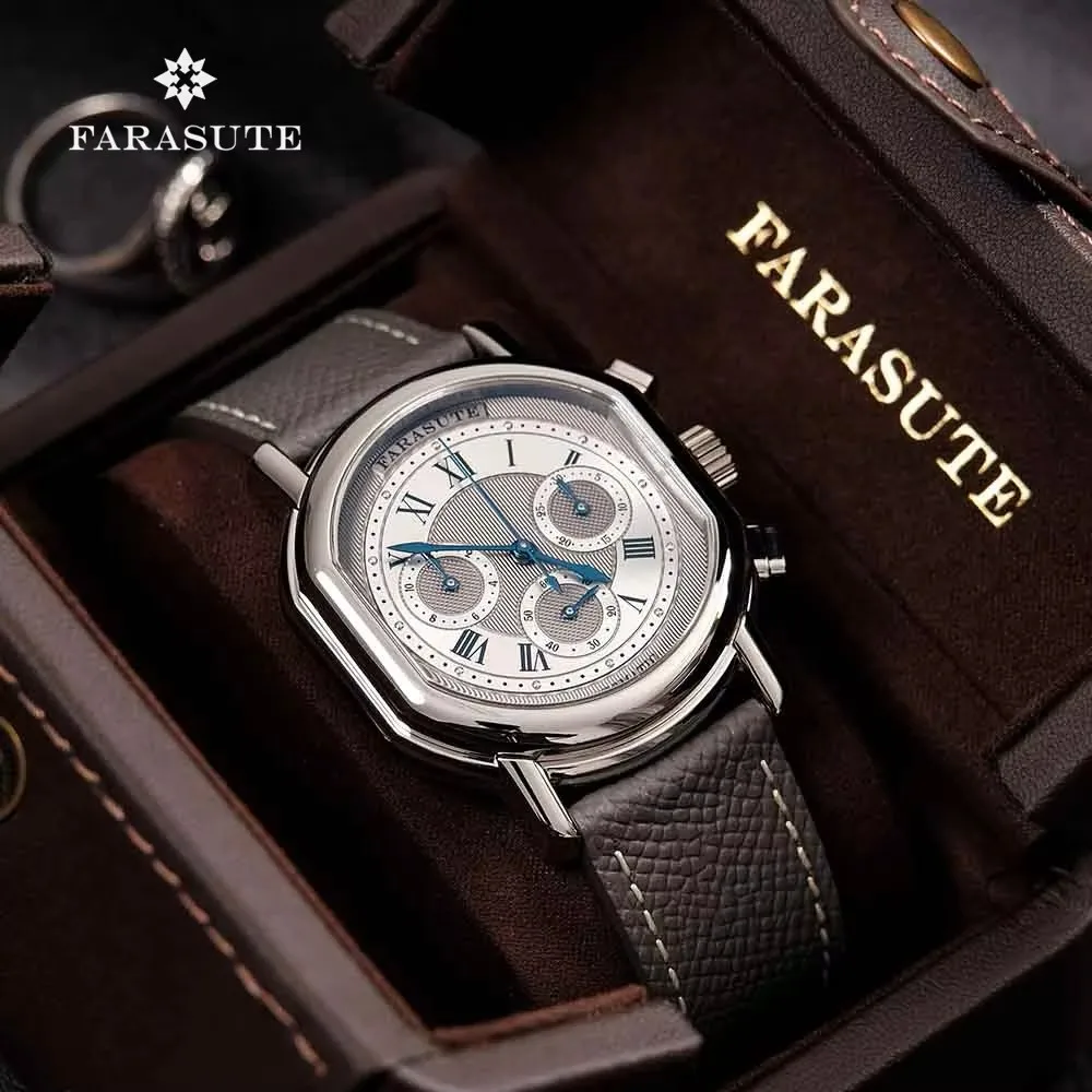 

FARASUTE новый хронограф павлин 4801, водонепроницаемые часы с сапфировым стеклом из нержавеющей стали, серия Tribute, мужские роскошные часы Relogio