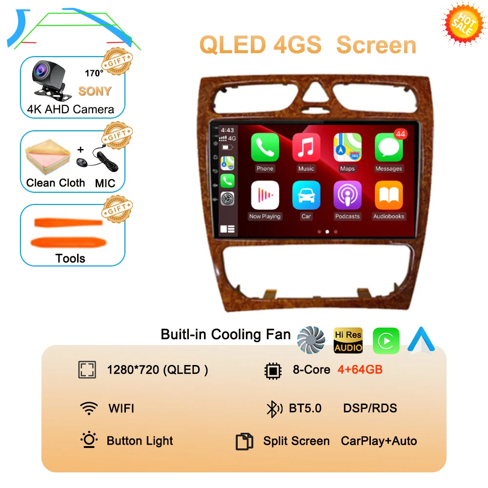 Android 16 autoradio multimediasysteem voor Mercedes Benz W203 Vito W639 Vaneo CLK W209 W210 CarPlay navigatie GPS 4G BT