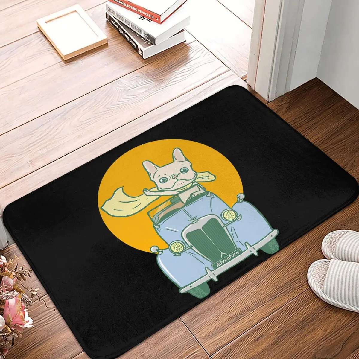 Frenchie's Summer Road Trip Doormat Rug carpet Mat Footpad Bath mat Non-slip toilet Balcony Parlor durable Washable