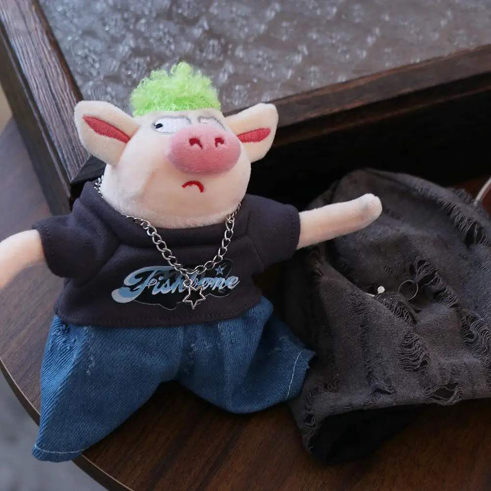 1 conjunto de roupas chapéu 20cm algodão roupas camiseta colar roupas de algodão mini moda acessórios