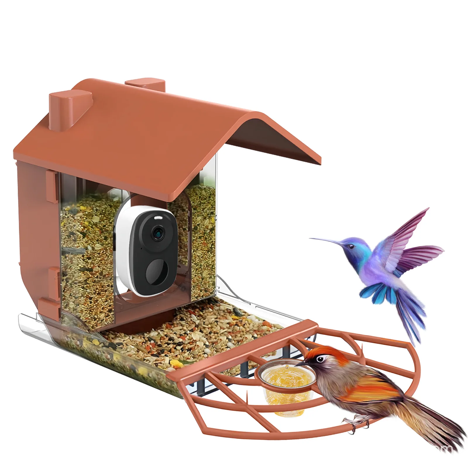 Intelligent bird feeder AI recognition Solar outdoor bird feeder with camera Large capacity waterproof