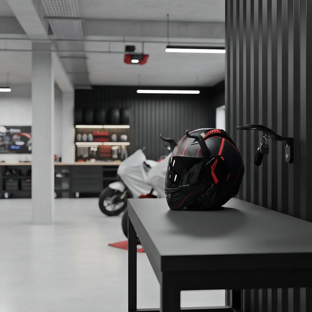 

Kitchen Cabinet Shelf Hooks - Wall Mounted Helmet Hanger Rack for Motorcycle Display & Storage