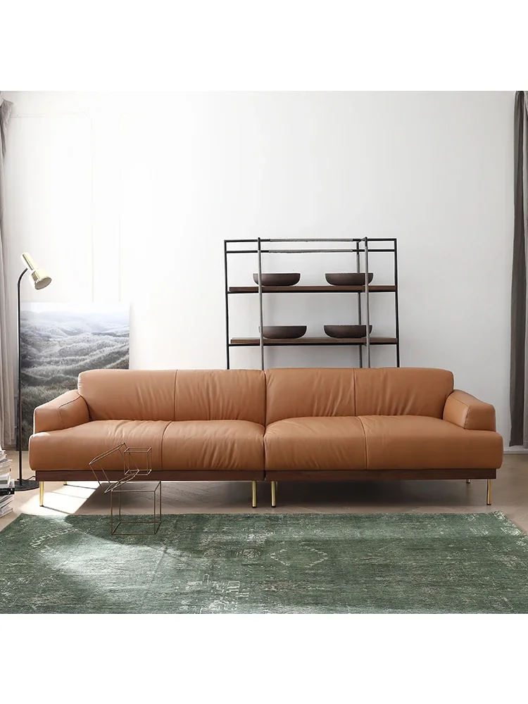 /Italian living room, modern, simple, luxurious, small-sized down-top leather sofa